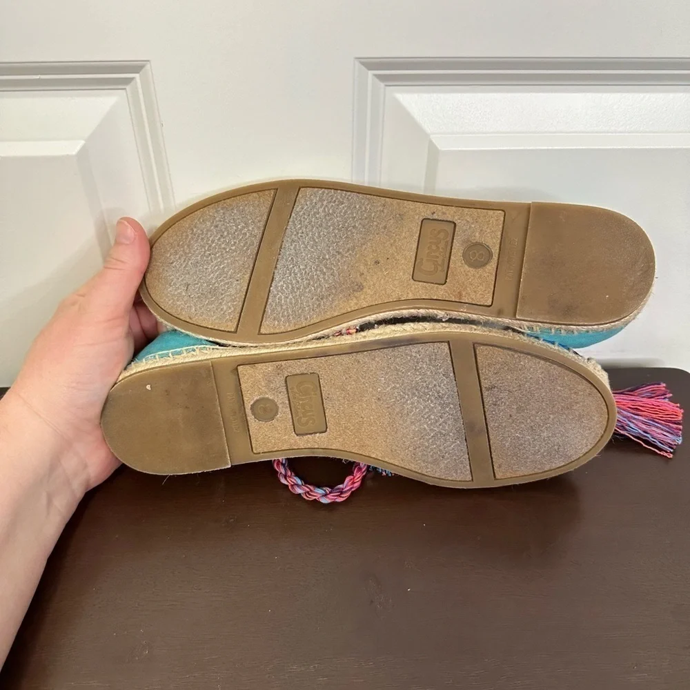 Sam Edelman Women's Lenora Canvas Espadrille Shoe Ankle Tie Size 8
